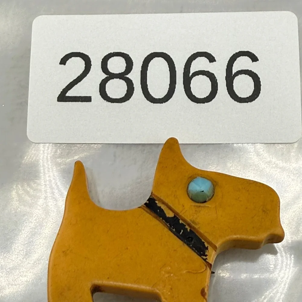 Vintage Bakelite Dog Brooch Art Deco Yellow
